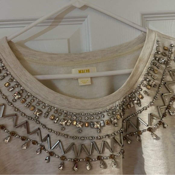 Anthropologie Cream Embellished Blouse - Picture 5 of 5